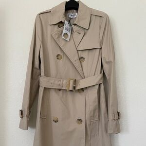 NWT MANGO Premium Water-Repellent double-breasted trench coat size Small.